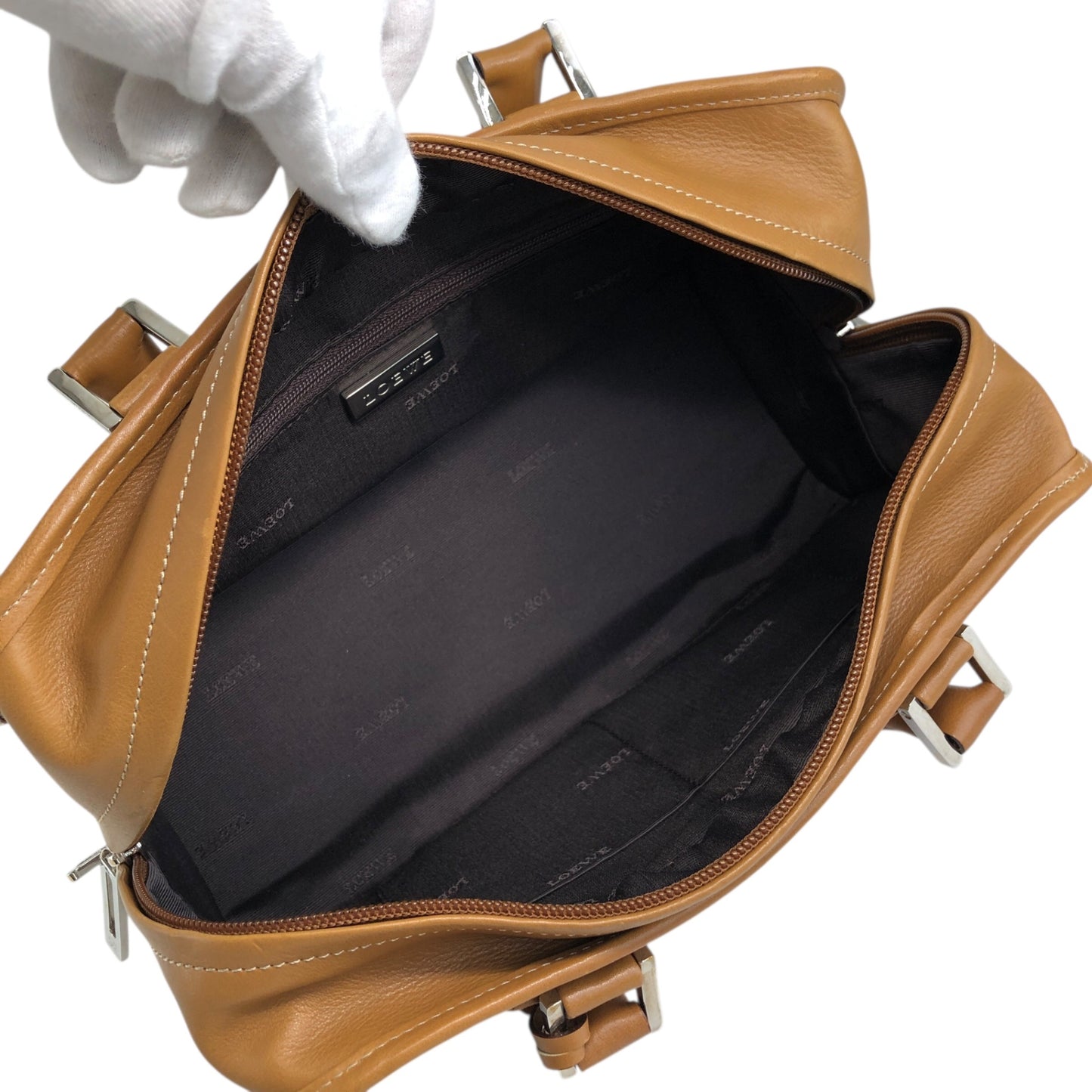 LOEWE Amazona28 Anagram Small Boston bag Handbag Brown Vintage gb6dbp
