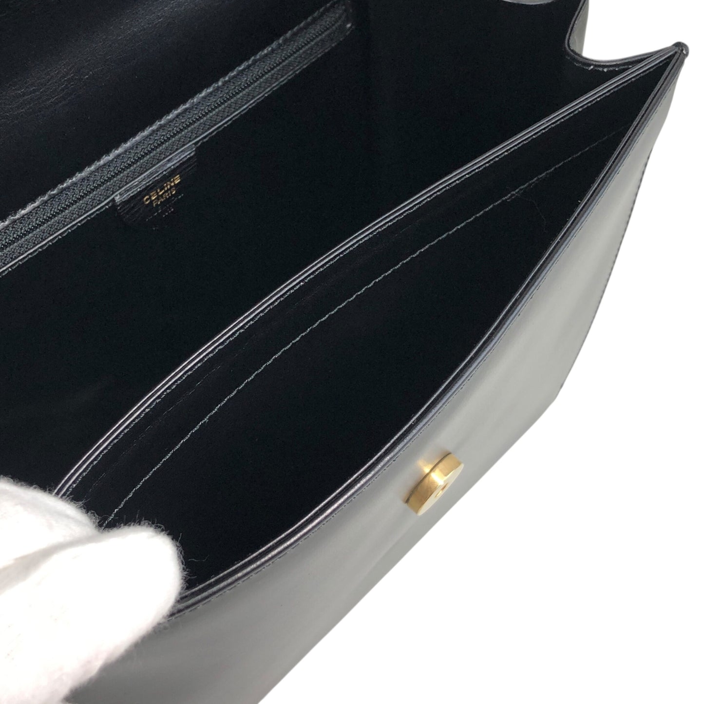 CELINE Horse Bit Top Handle Handbag Black Vintage zbgk75