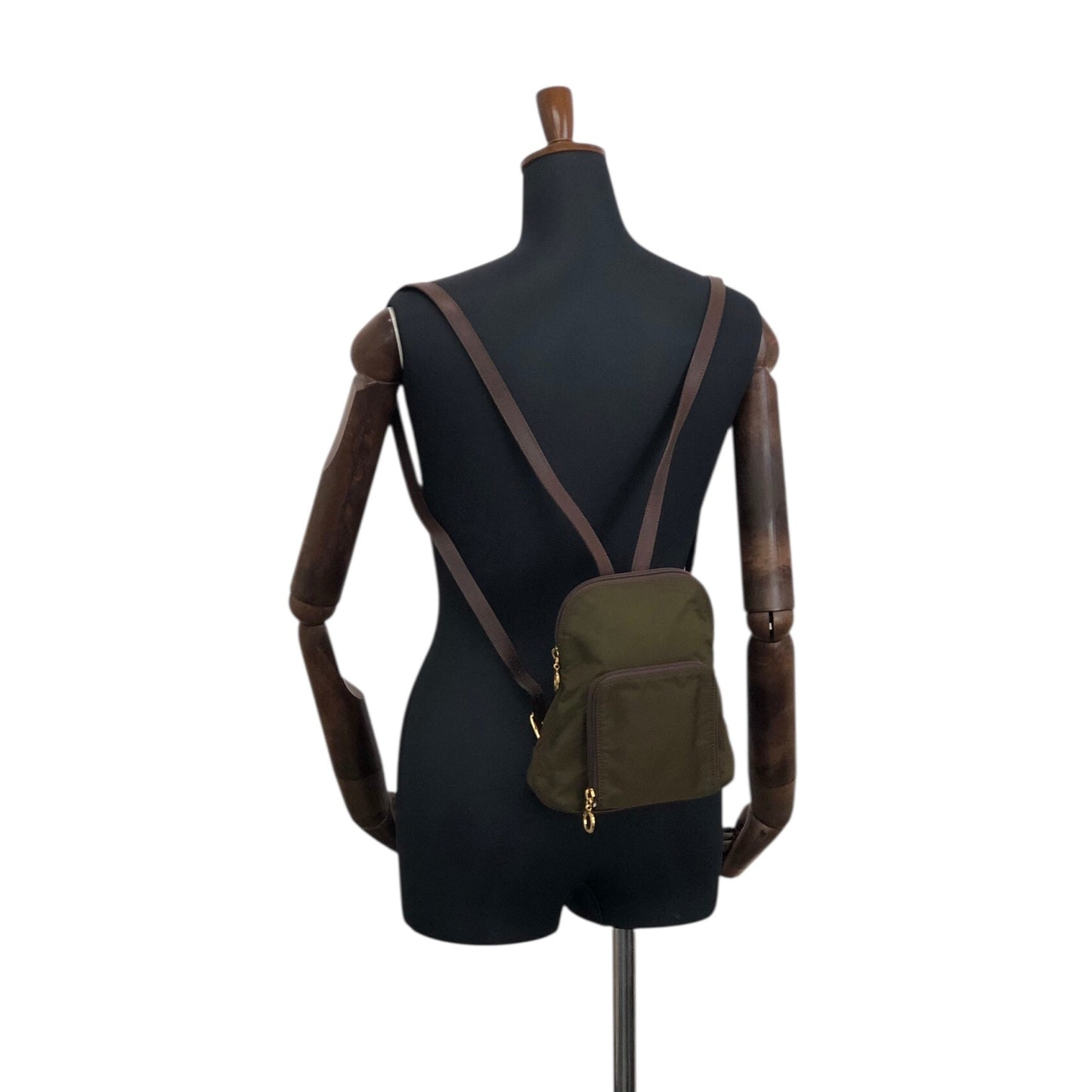 CELINE Circle Logo Backpack Khaki Vintage yubkrm
