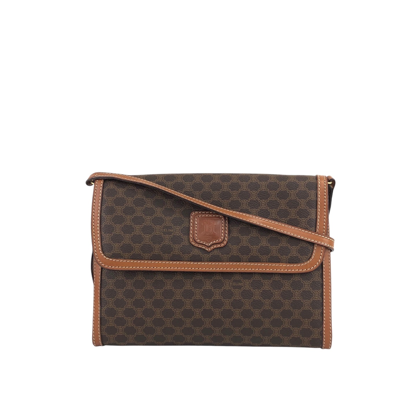 CELINE Macadam Blason Shoulder bag Brown Vintage 2c4duy