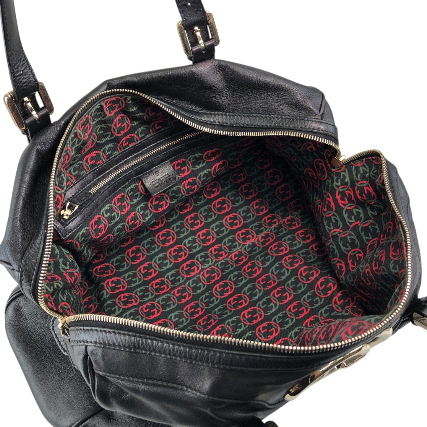 GUCCI GG Motif Small Boston bag Handbag Black Vintage f7jncz