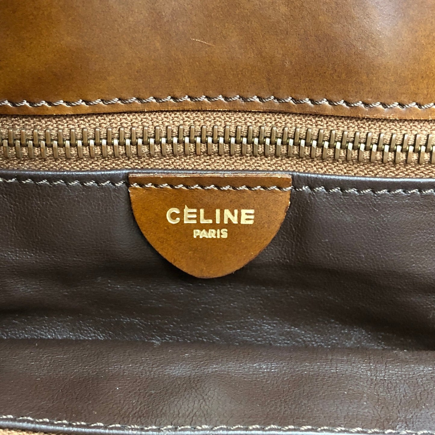 CELINE Logo Handbag Shoulder bag Brown Vintage mc6jsa