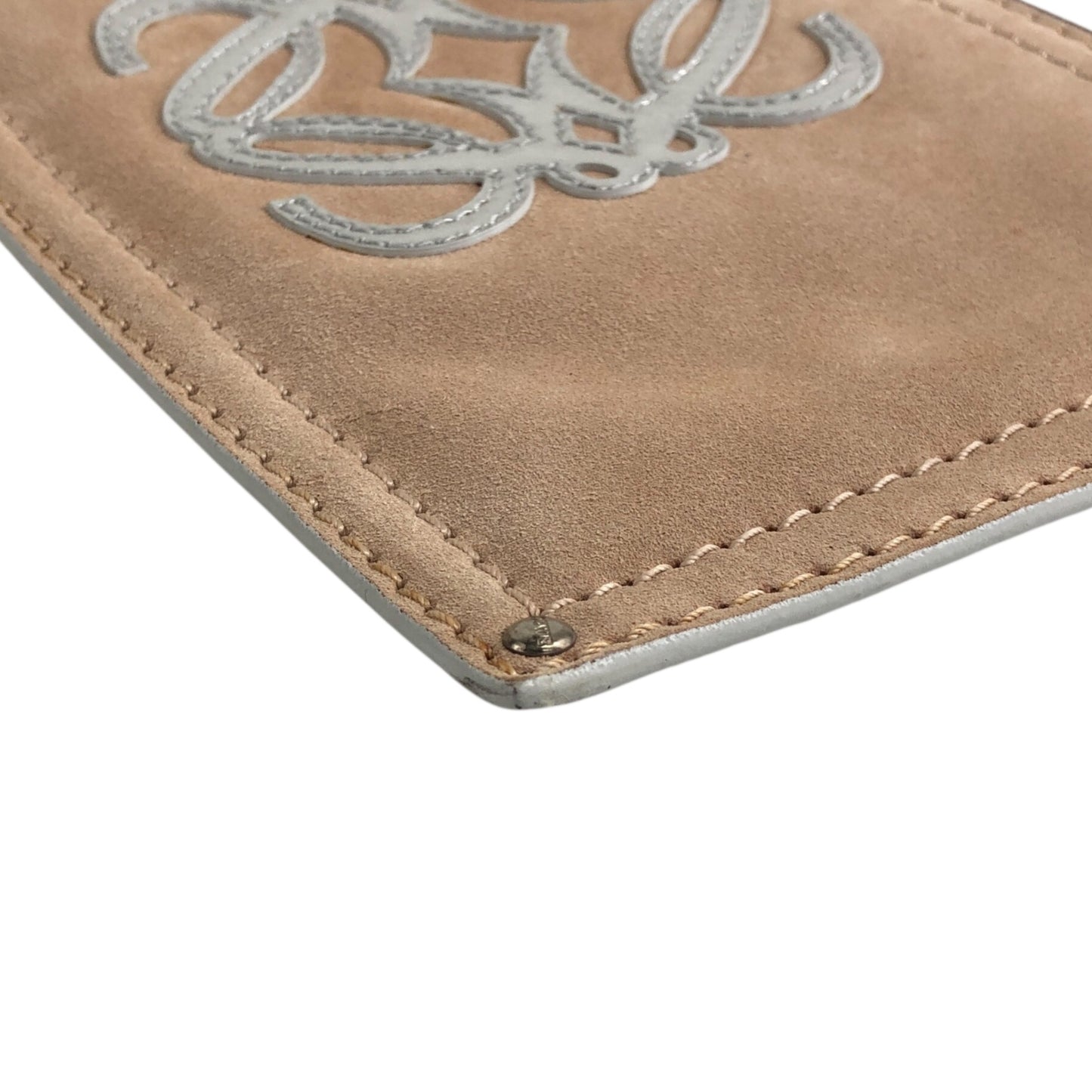 LOEWE Anagram Clutch bag Beige×Silver Vintage 6kjxsb