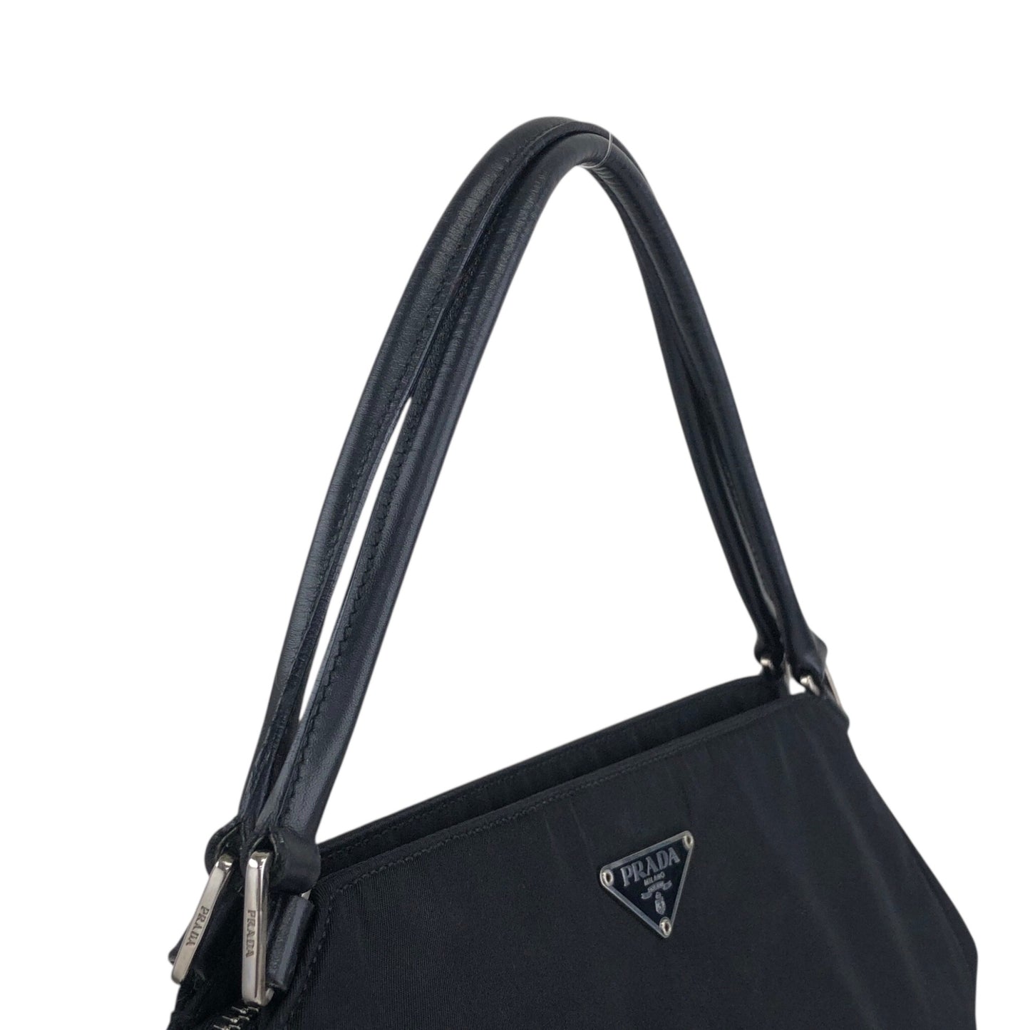 PRADA Tessuto Triangle Logo Handbag Black Vintage zzietj