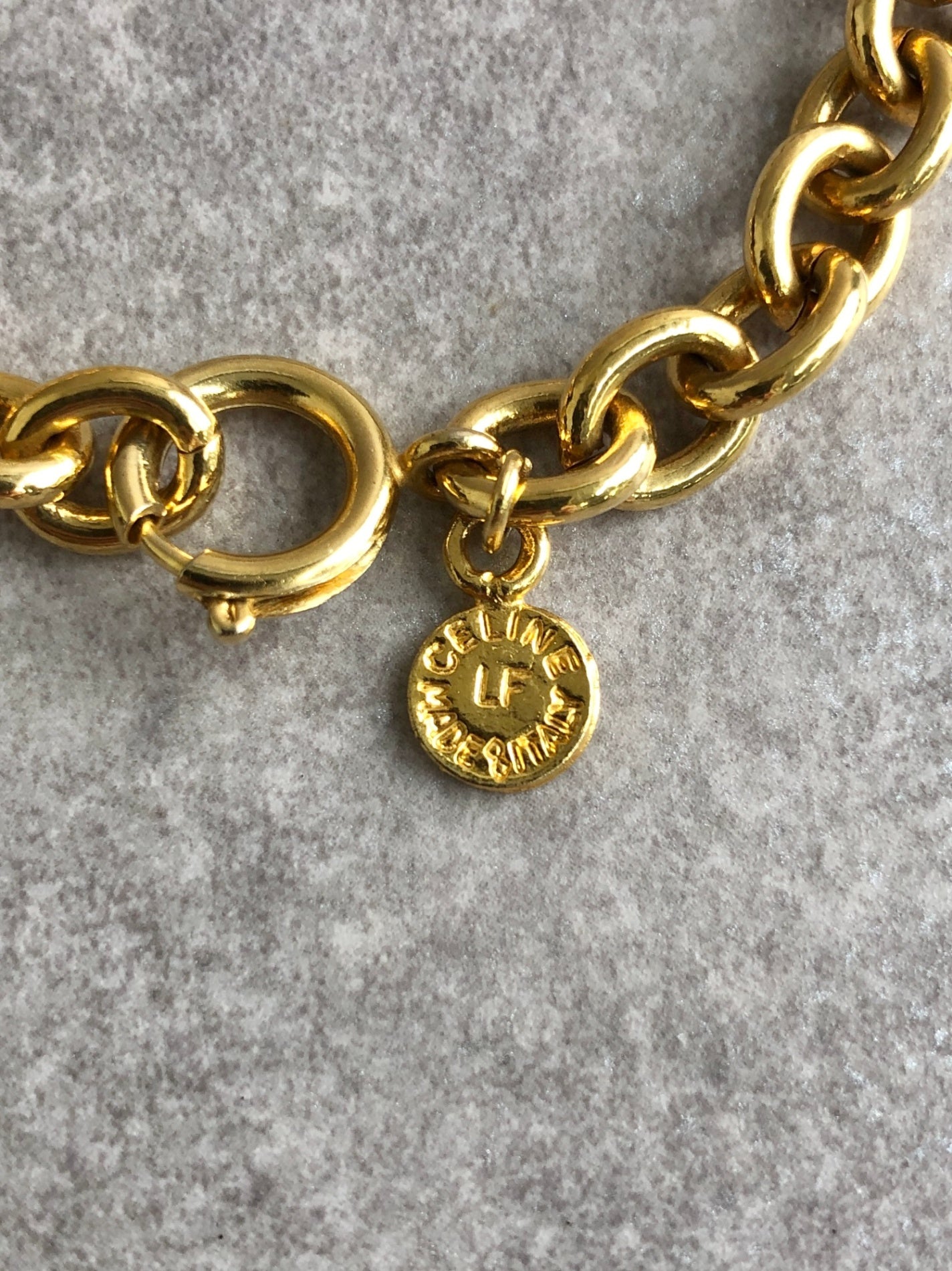 CELINE Circle Logo Bracelet Gold Vintage wba3vy
