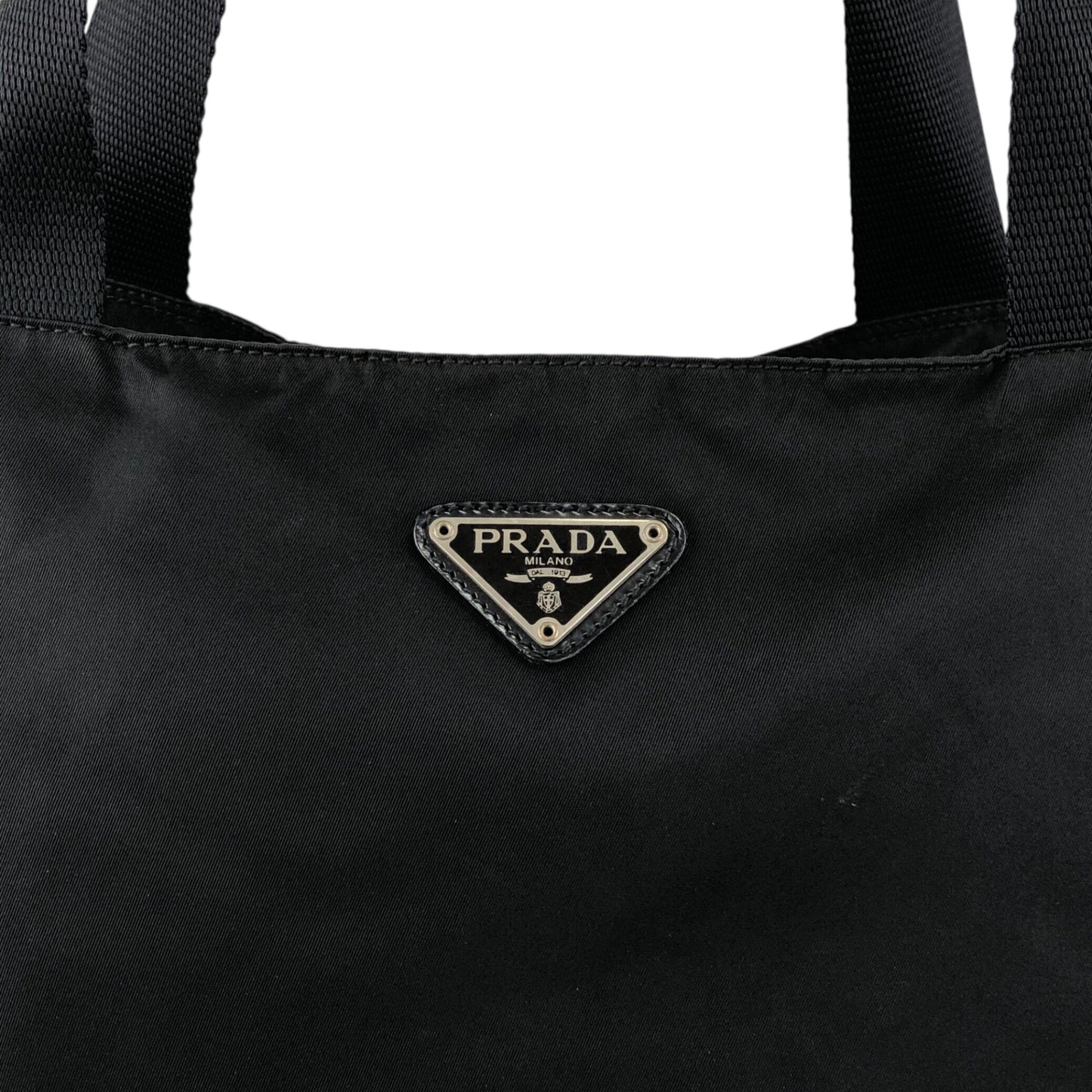 PRADA Tessuto Triangle Logo Totebag Black Vintage s4fket