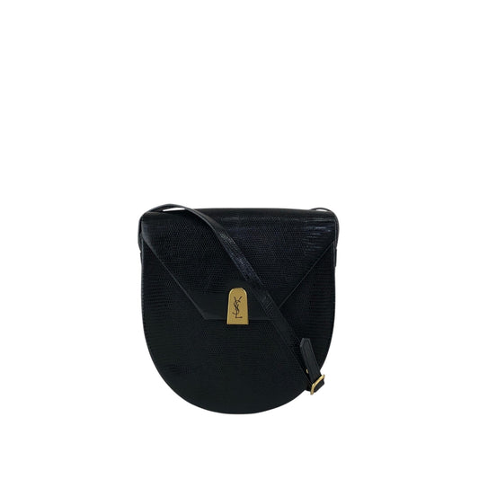 Yves Saint Laurent YSL Logo Shoulder bag Black Vintage rymx2j