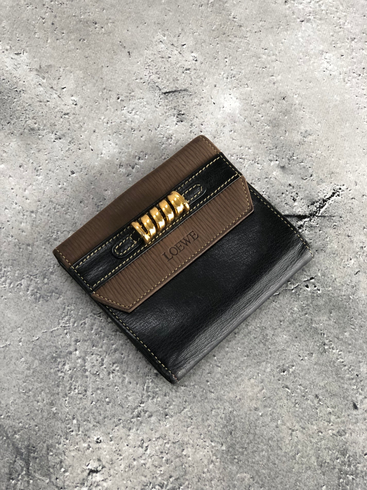 LOEWE Velazquez 標誌折疊錢包棕色復古 nyfkx2