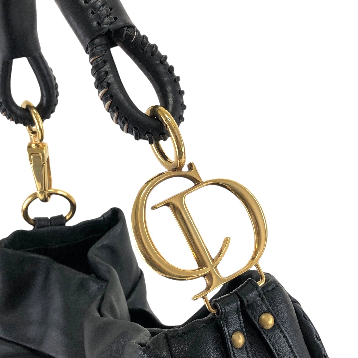 Christian Dior CD Logo Motif Shoulder bag Black Vintage vvdiyc