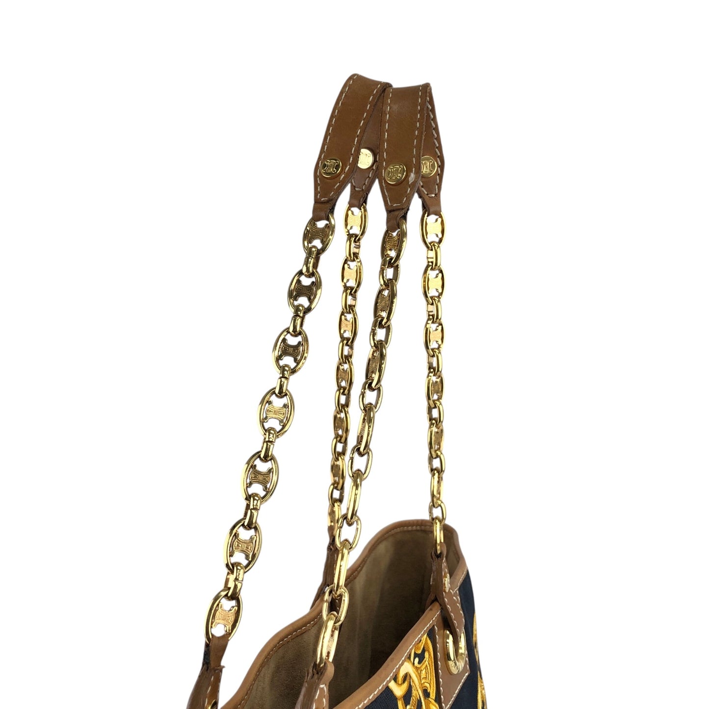 CELINE Blason Chain Shoulder bag Totebag Black Vintage vskgie