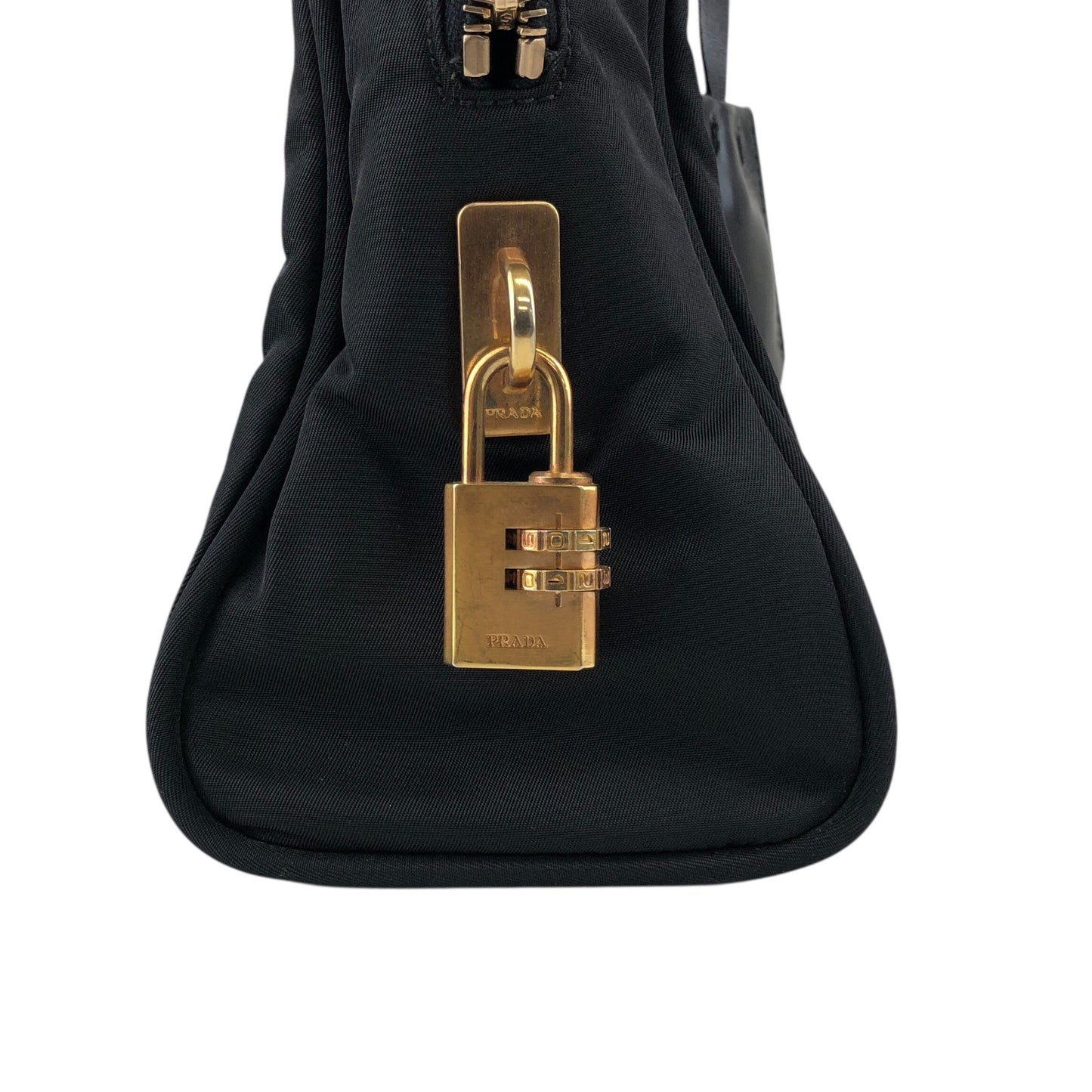 PRADA Tessuto Triangle Logo Handbag Black Vintage p7dydt