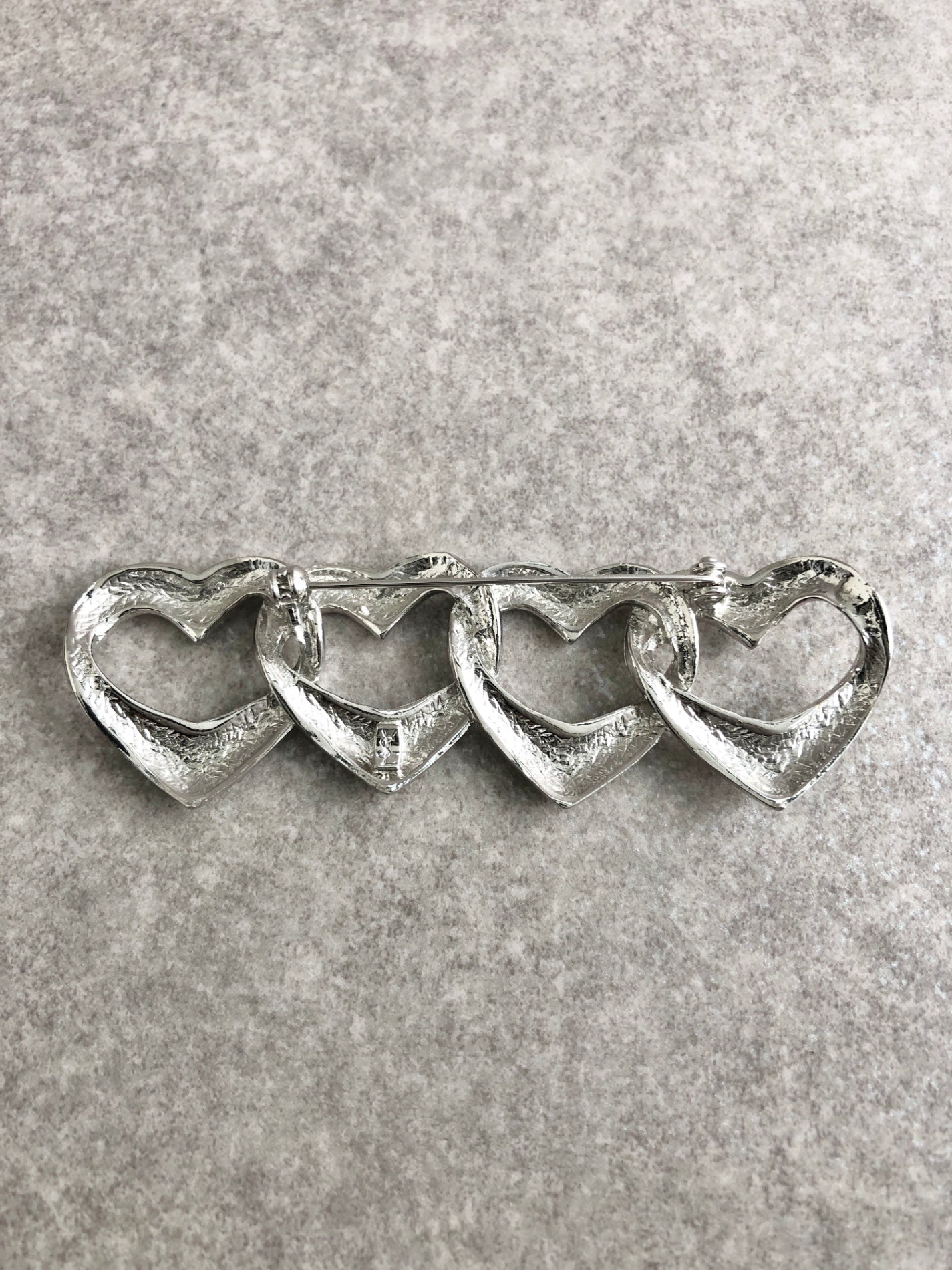 Yves Saint Laurent Heart Motif Brooch Silver Vintage xau2xt