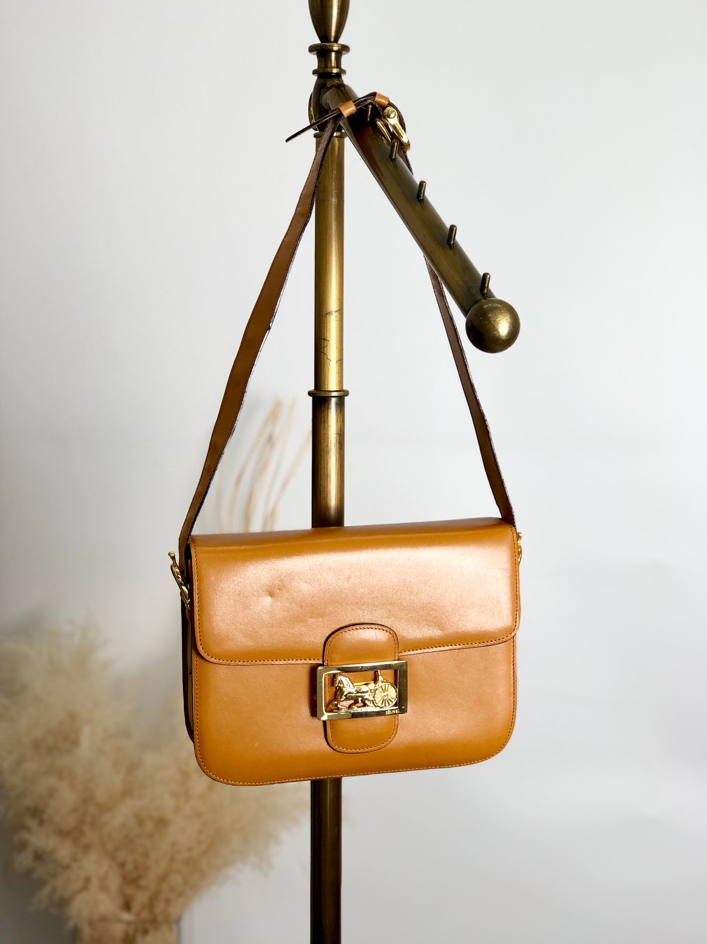 CELINE Horse Carriage Shoulder bag Camel Vintage uv4ggf