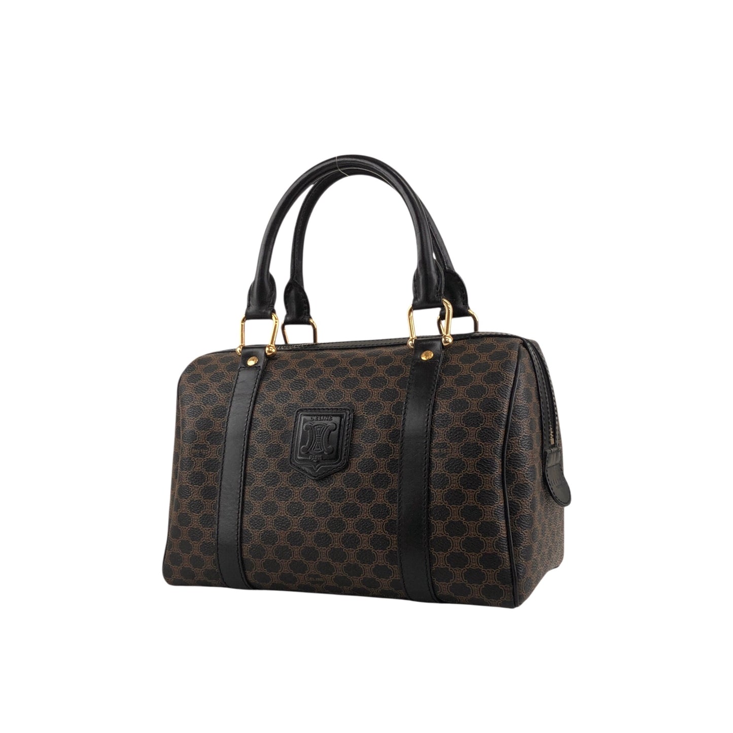 CELINE Macadam Blason Two-way Small Boston bag Shoulder bag Black Vintage k7b5zs