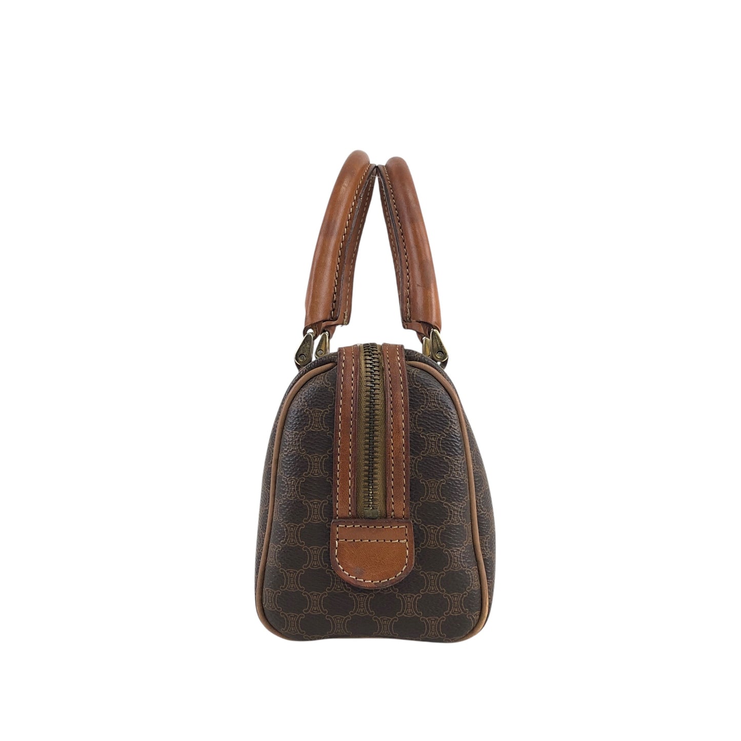 CELINE Macadam Two-way Small Boston bag Shoulder bag Brown Vintage xm7k3z