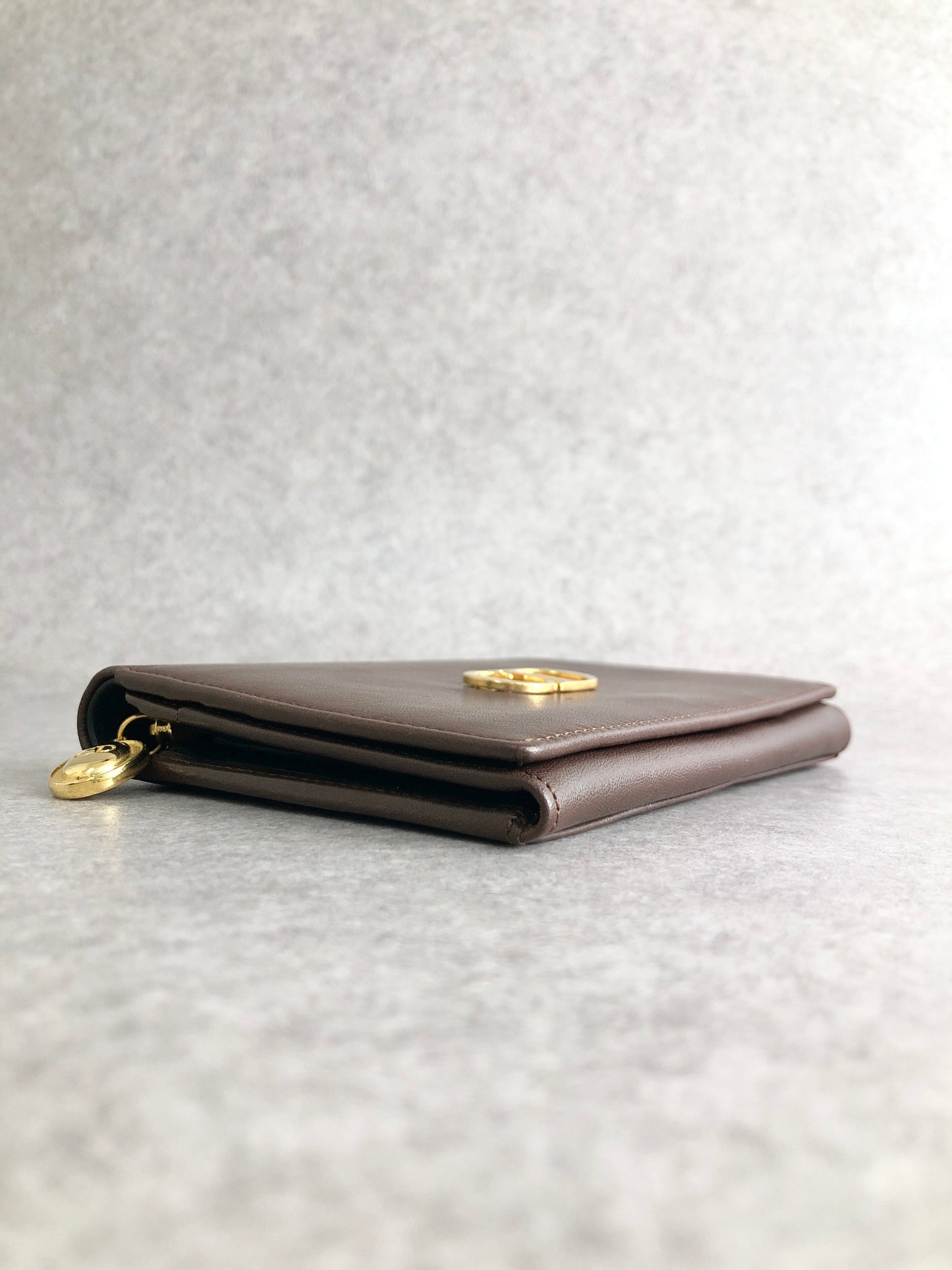 Christian Dior CD Logo Folded Wallet Brown Vintage 7ypju8