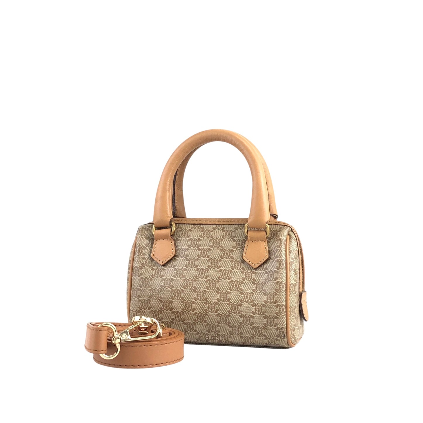 CELINE Macadam 兩用小號手提包單肩包米色復古 ecy7xt