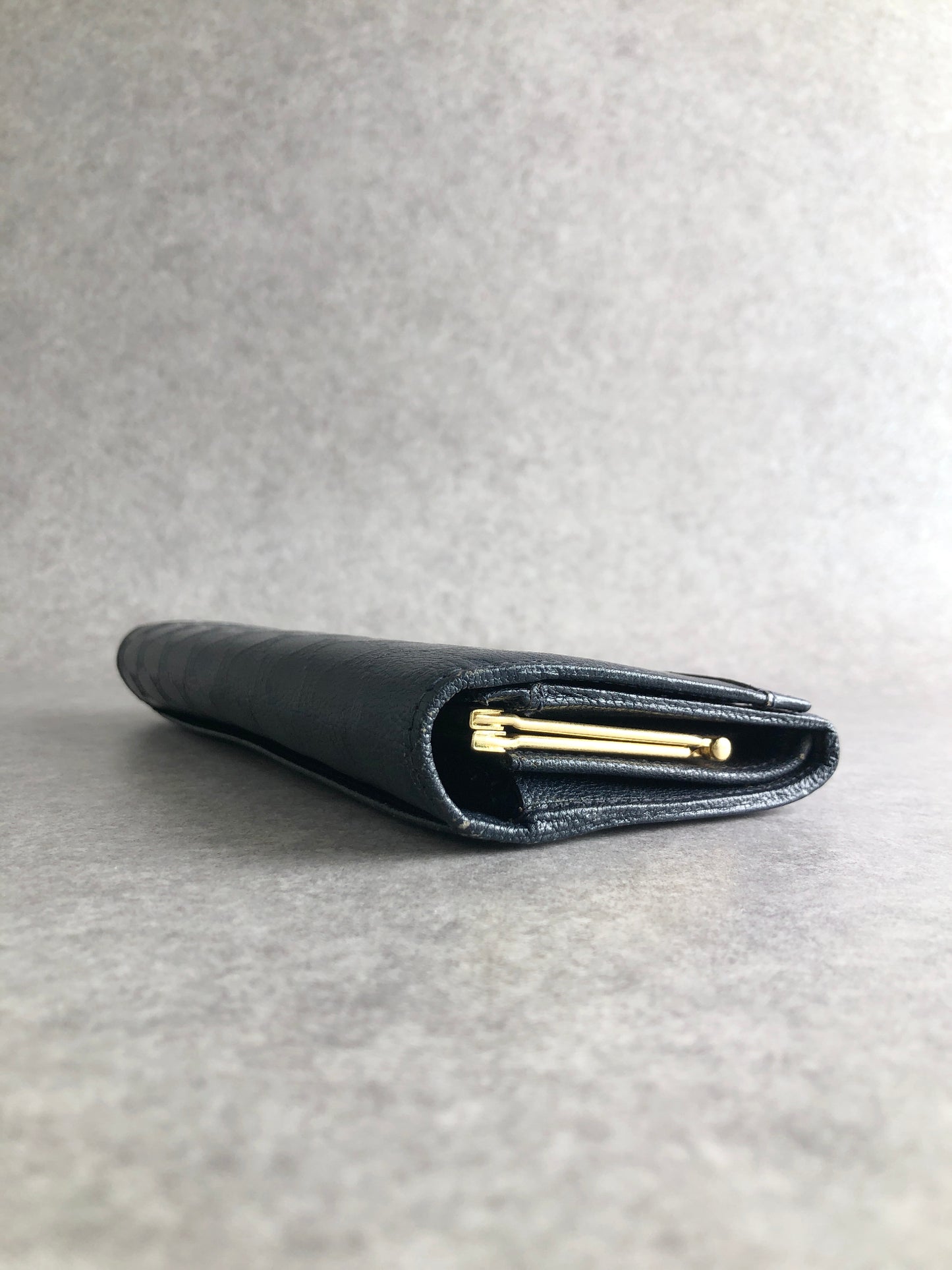CELINE Blason Long Wallet Navy Vintage c6vgf5