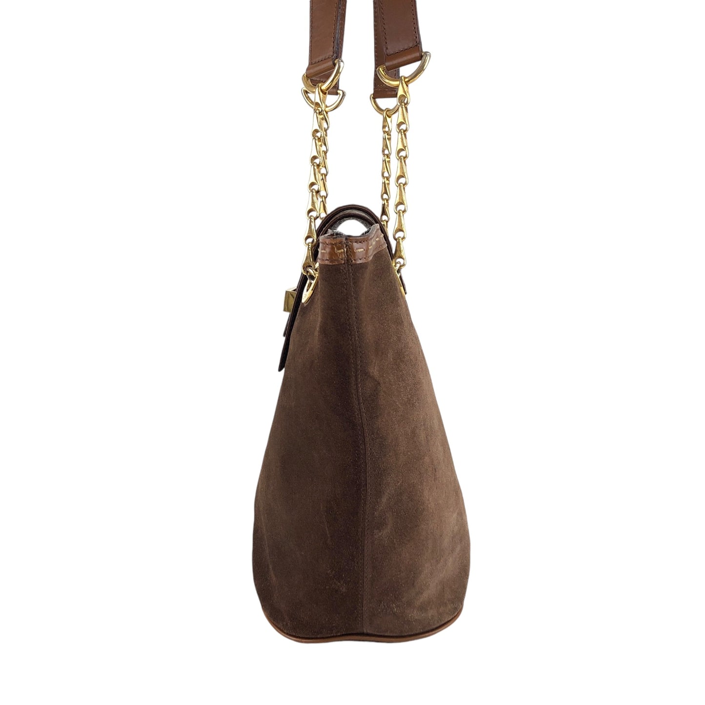 CELINE Logo Handbag Shoulder bag Brown Vintage mc6jsa