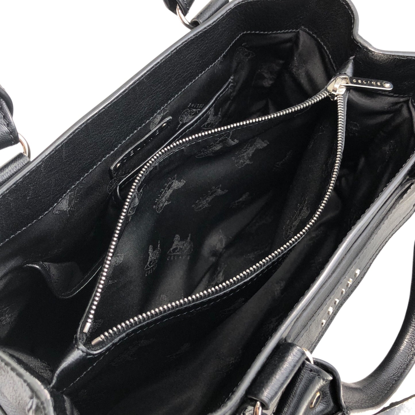 CELINE Horse Carriage Handbag Black Vintage ecwu4y