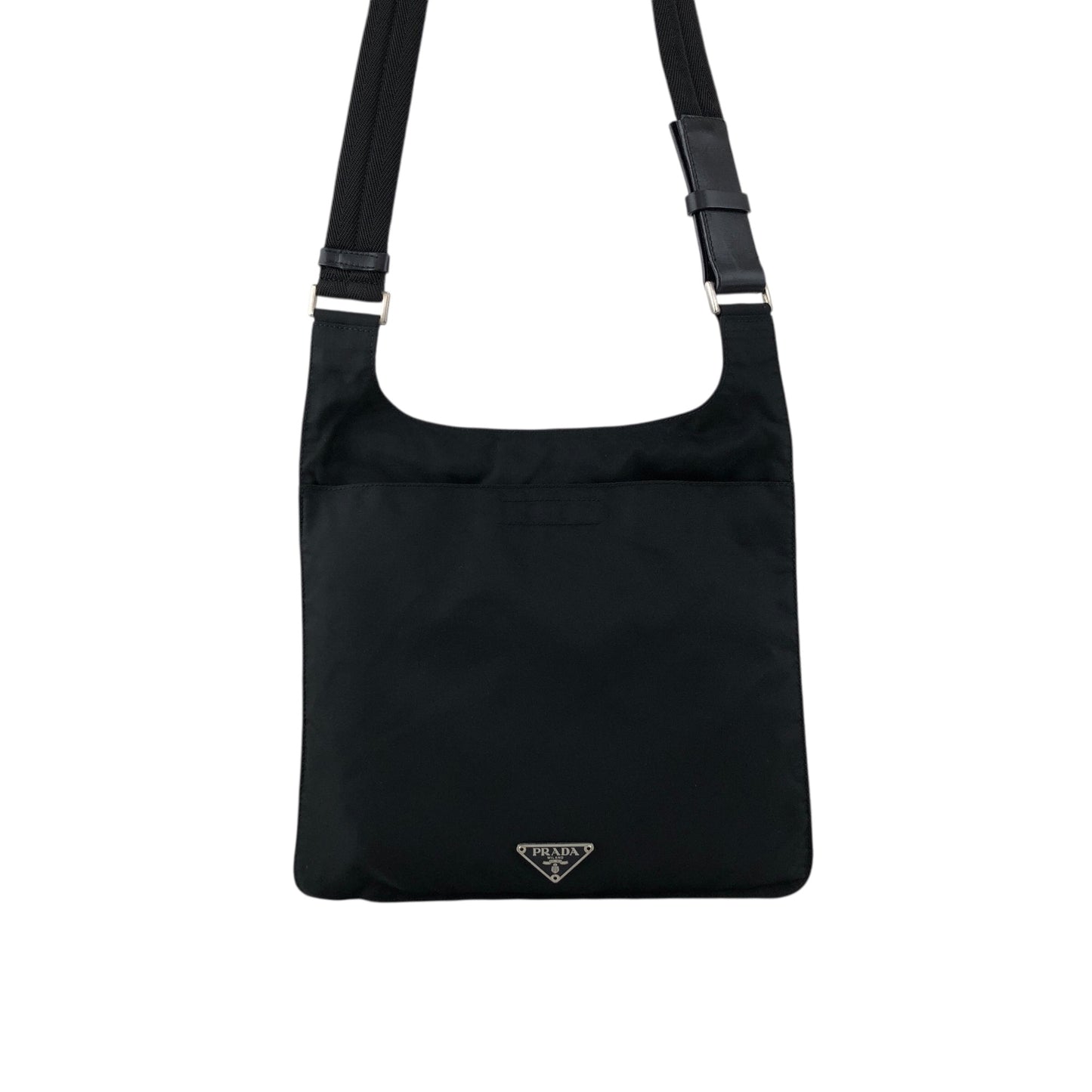 PRADA Tessuto Triangle Logo Shoulder bag Black Vintage 3vh55r