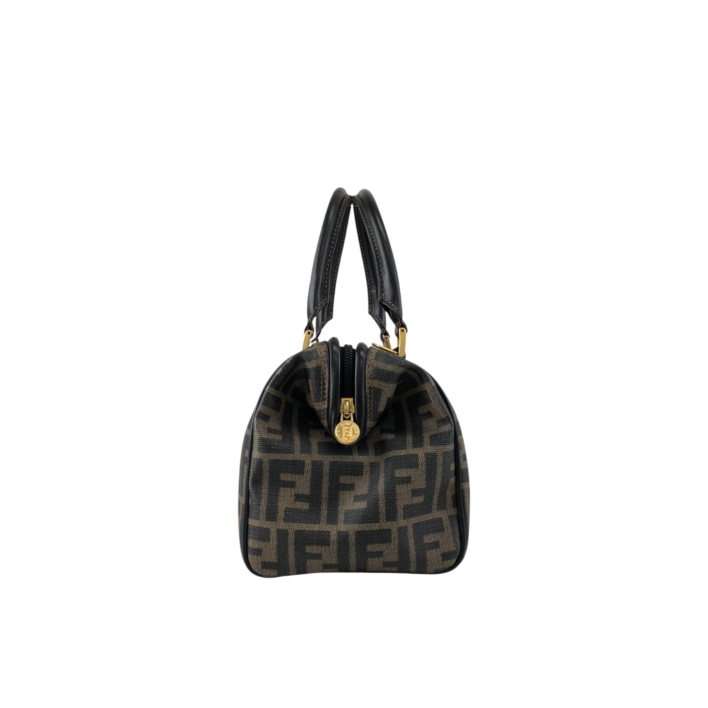 FENDI Zucca Logo Two-way Handbag Shoulder bag Boston bag Black Vintage yh8esb