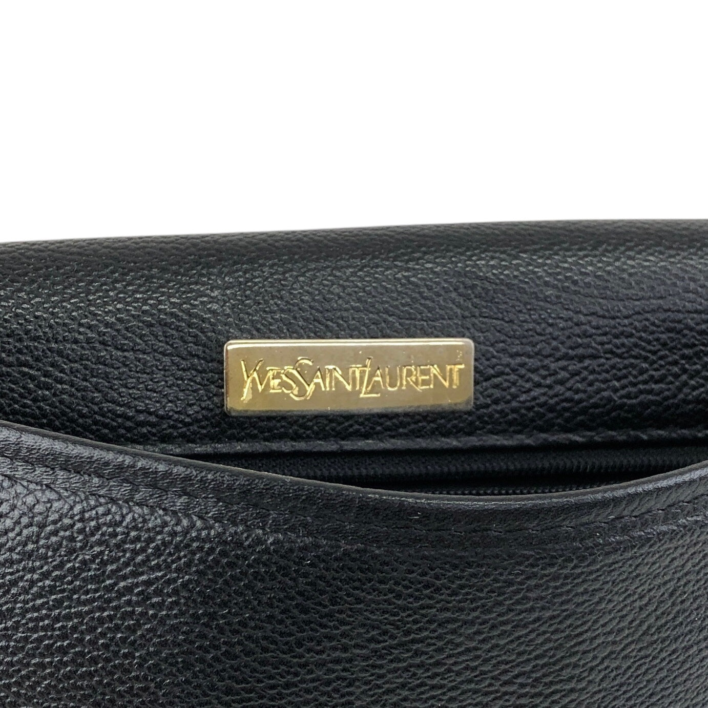Yves Saint Laurent YSL Logo Flap Shoulder bag Black Vintage hrxn3f