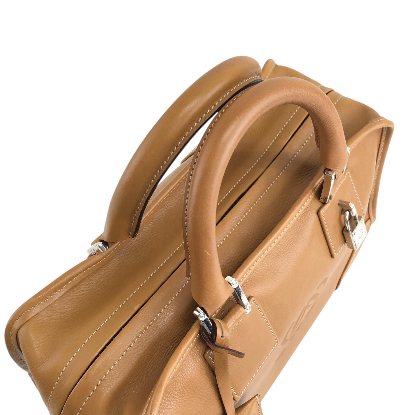 LOEWE Amazona28 Anagram Small Boston bag Handbag Brown Vintage gb6dbp