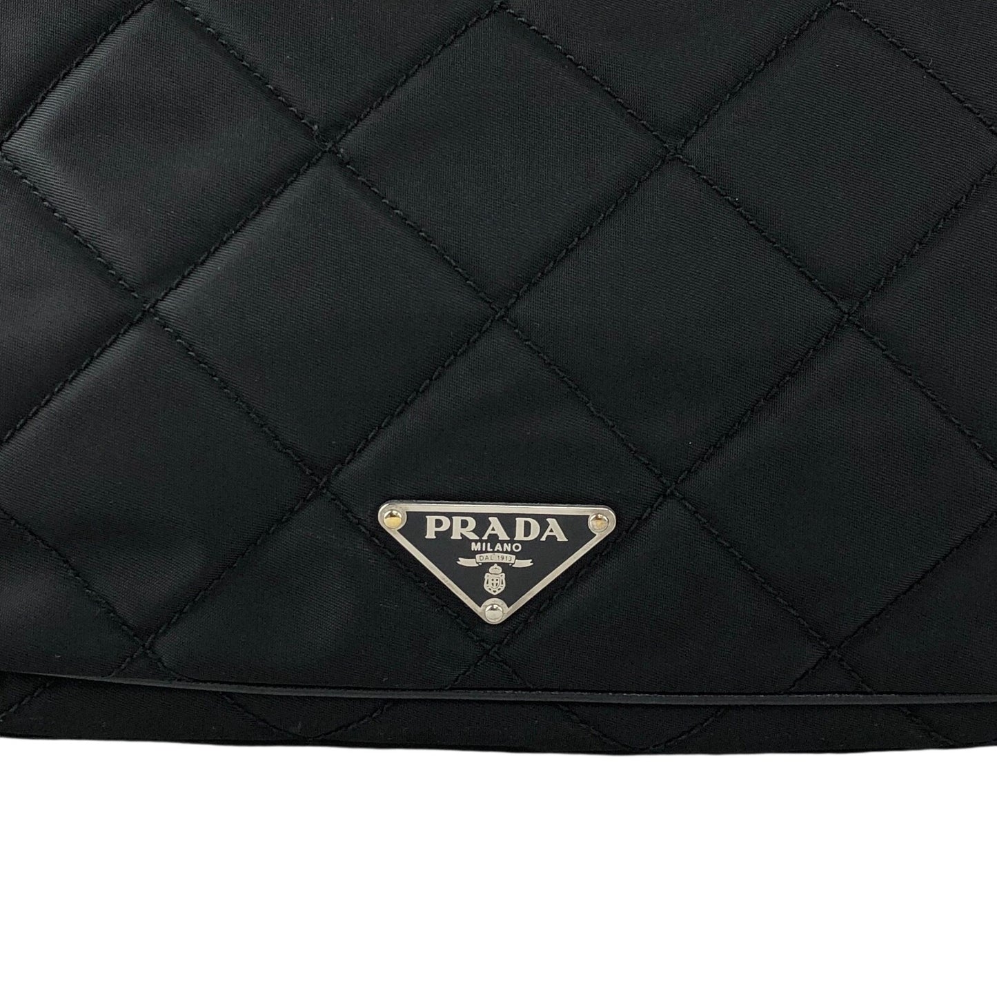 PRADA Tessuto Triangle Logo Shoulder bag Black Vintage g5c3is