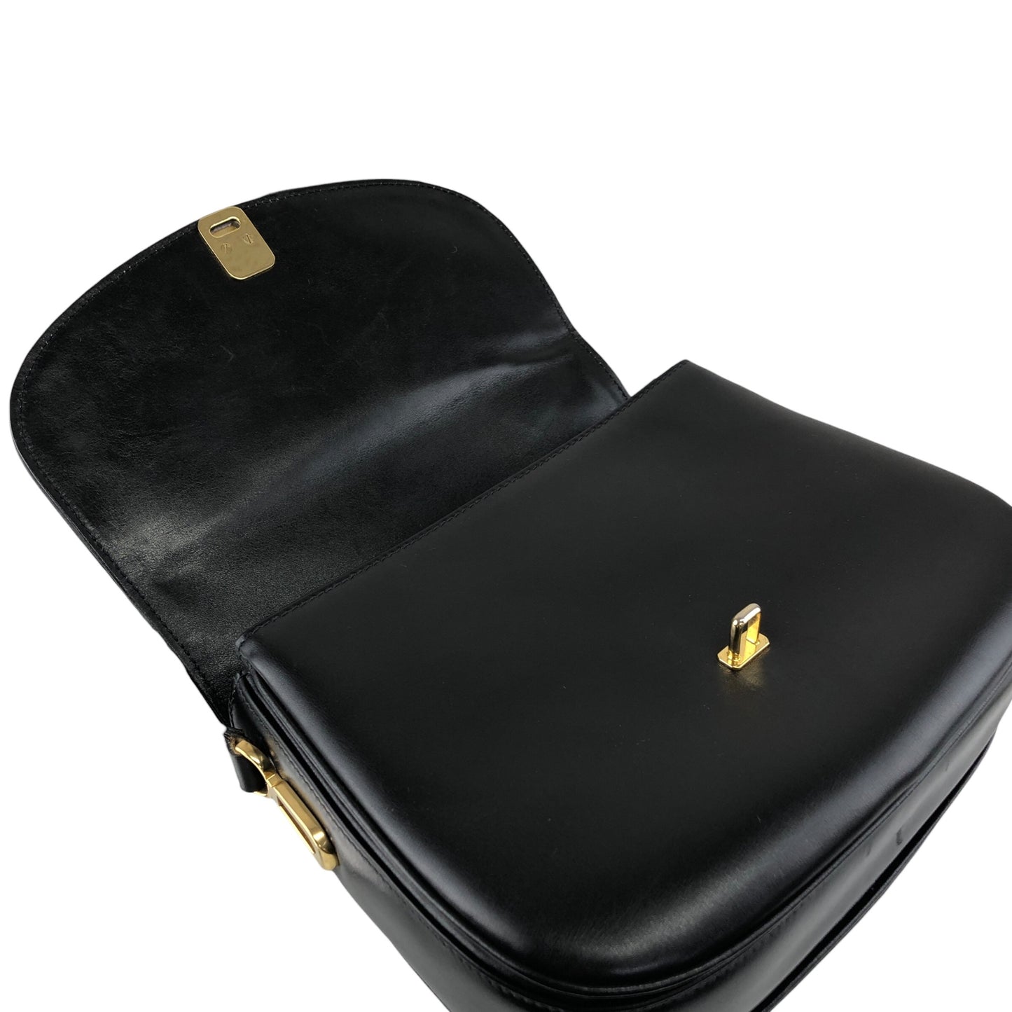 CELINE Blason Front Buckle Shoulder bag Black Vintage ery5dr