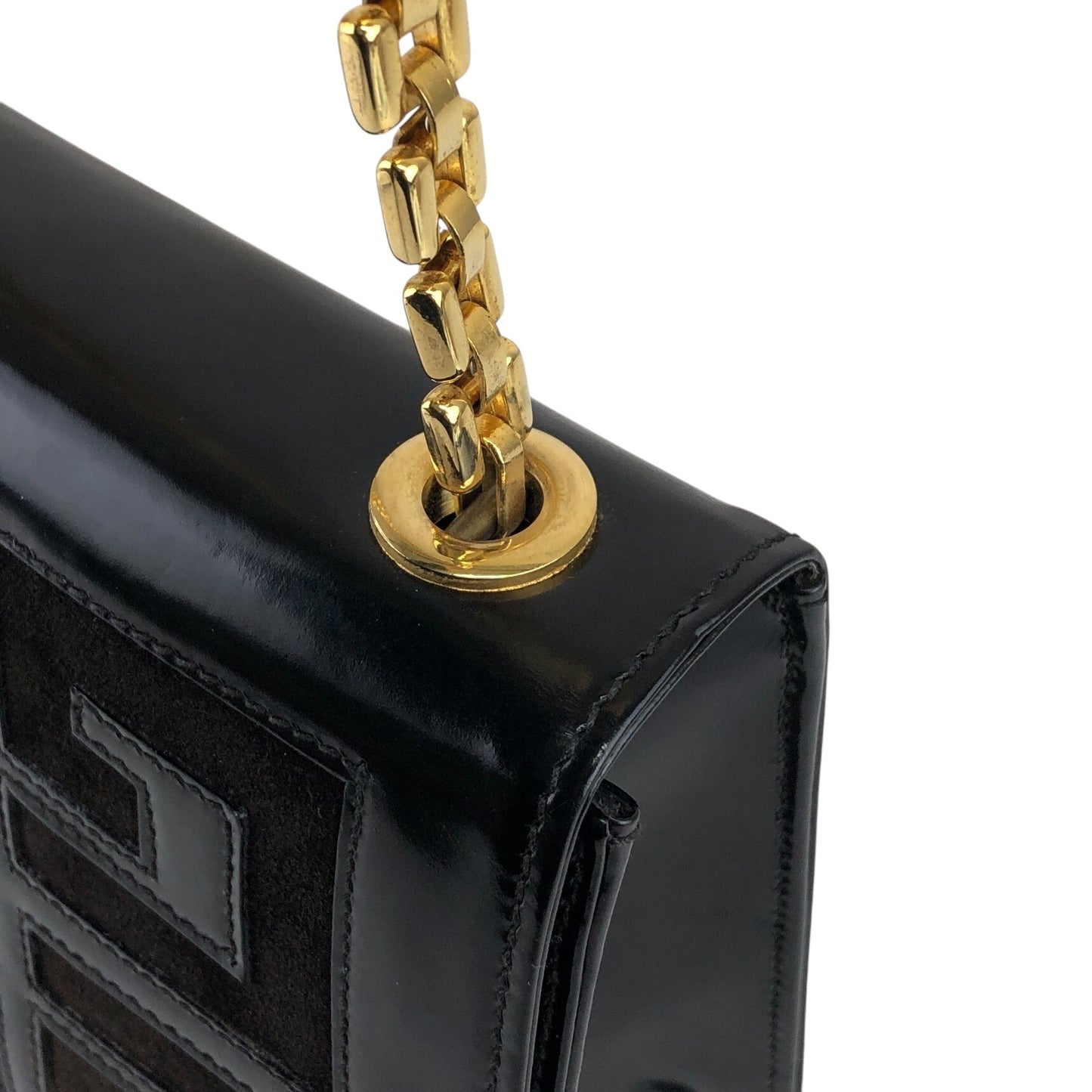 GIVENCHY Logo Chain Shoulder bag Black Vintage b6v468