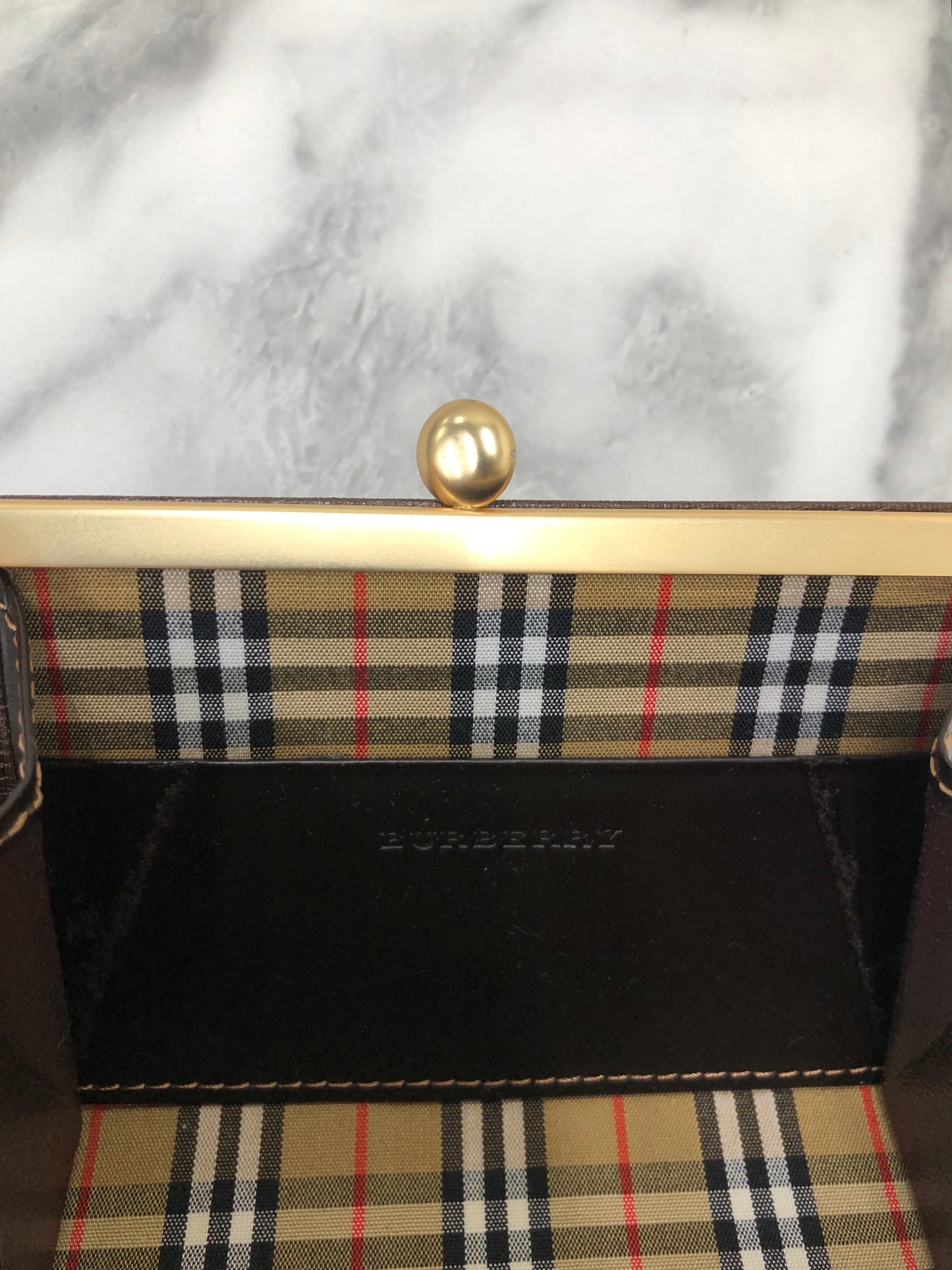 Burberry Logo Motif Leather Wallet Coin Purse Brown Vintage eim73c