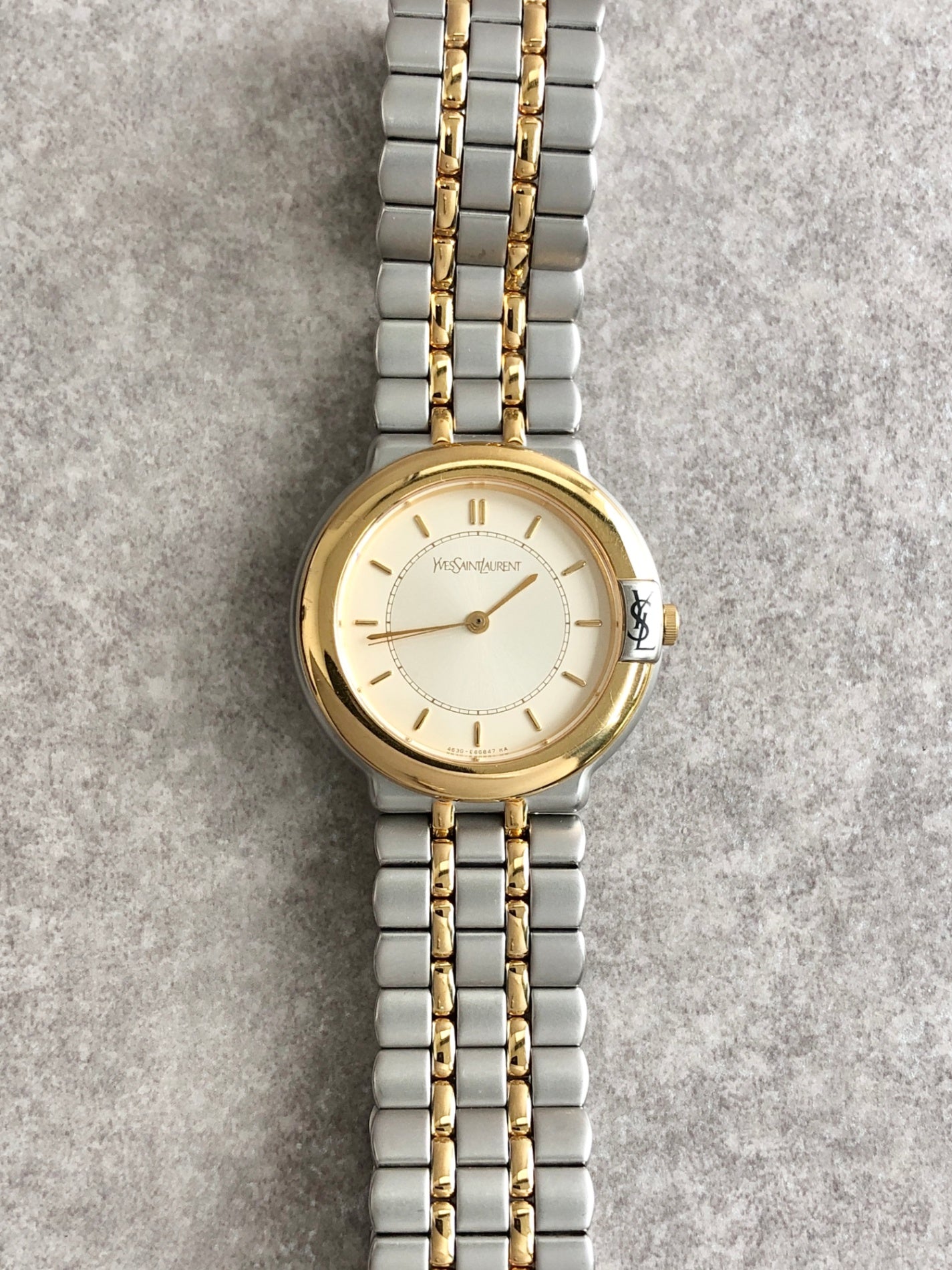 Yves Saint Laurent Watch Silver×Gold 107814 Vintage jzg86r