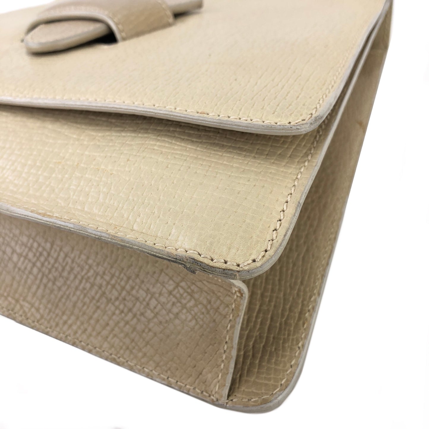 LOEWE Barcelona Bi-color Embossed Leather Handbag White Gray Vintage esxncn