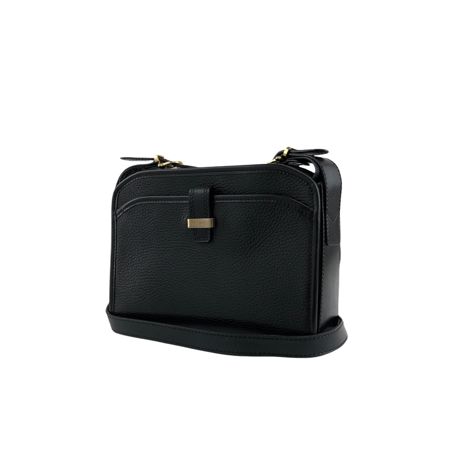 CELINE Logo Crossbody Shoulder bag Black Vintage ux8giy