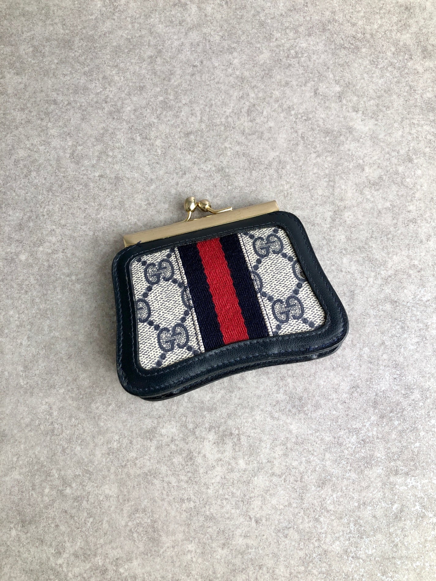 GUCCI Sherry Line 零錢包 海軍藍 復古款 5bzb3p