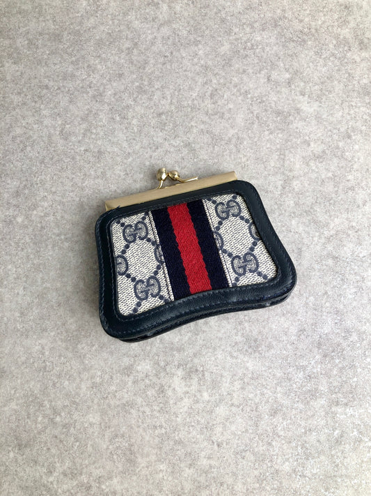 GUCCI Sherry Line Coin Purse Navy Vintage 5bzb3p