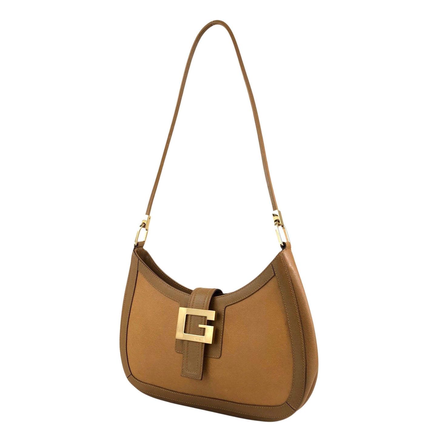 GUCCI Logo Buckle Shoulder bag Brown Vintage hry8in