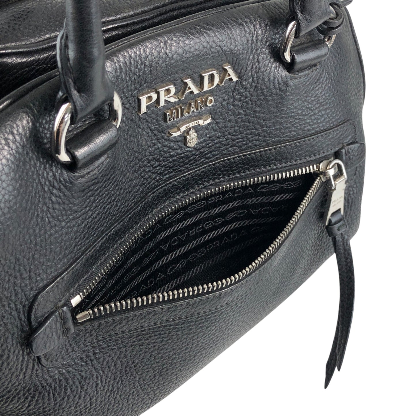 PRADA Logo Two-way Boston bag Shoulder bag Black Vintage sgghkm