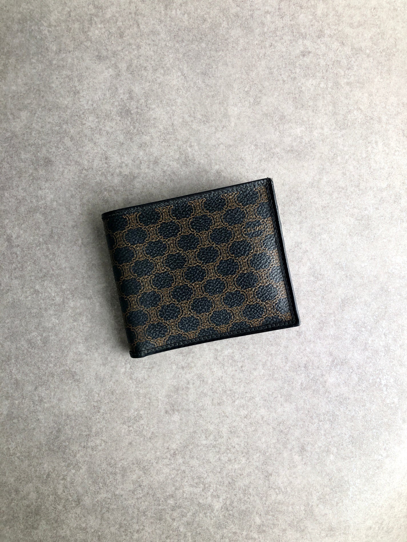 CELINE Macadam Folded Wallet Black Vintage 7k37du