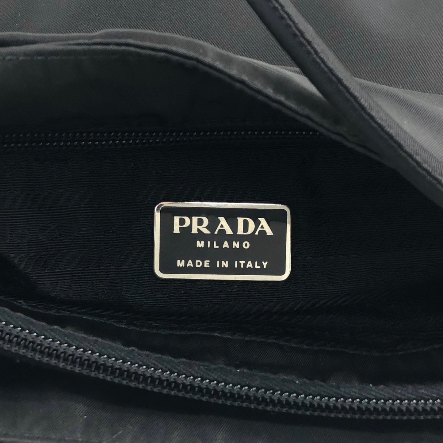 PRADA Triangle Logo Handbag Black Vintage sfzwud