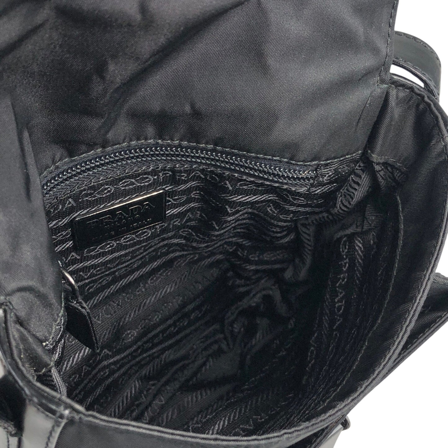 PRADA Logo Front Buckle Shoulder bag Black Vintage fyhckn