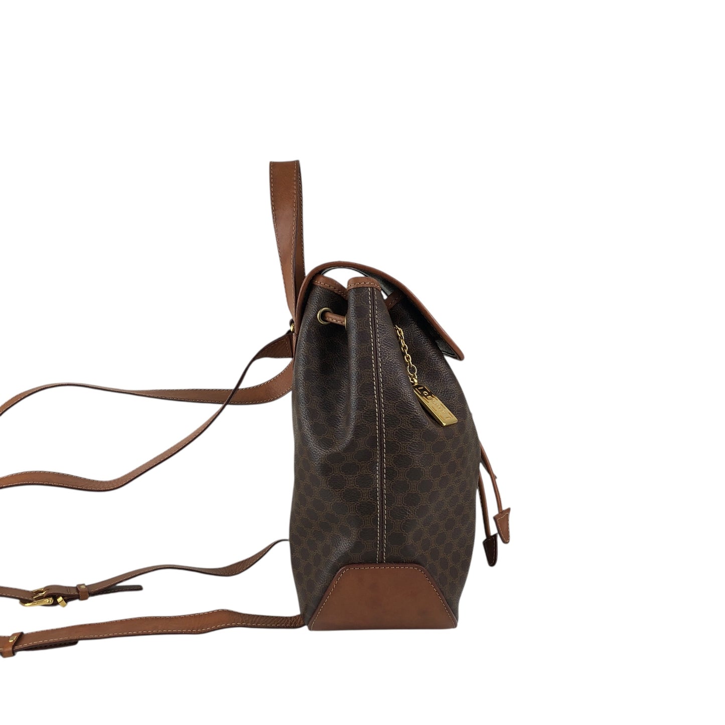 CELINE Macadam Front Buckle Backpack Brown Vintage 6yeab5