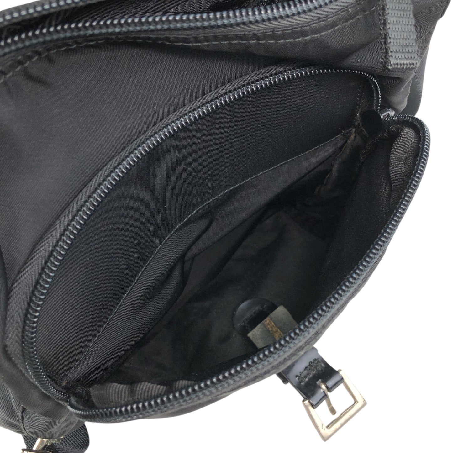 PRADA Triangle Logo Front Buckle Shoulder bag Black Vintage dre4i8