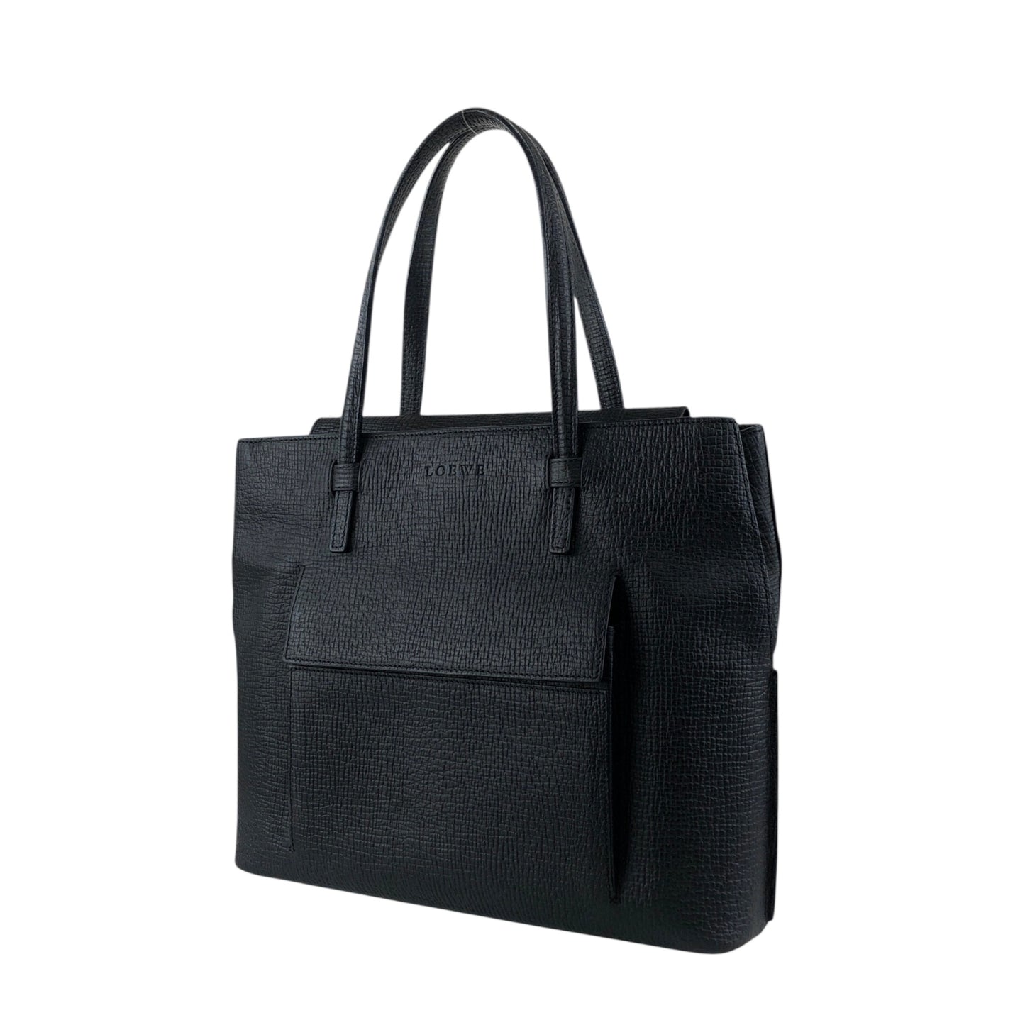 LOEWE Logo Embossed Front Pocket Handbag Black Vintage kmkg4n