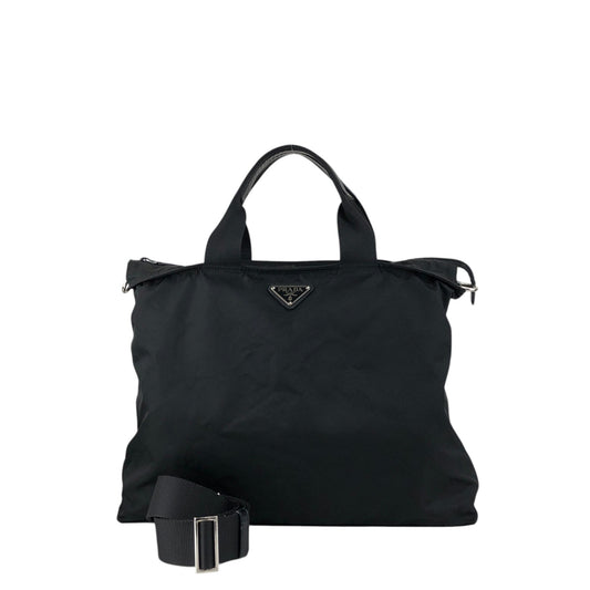 PRADA Tessuto Triangle Logo Two-way Totebag Shoulder bag Black Vintage zdgz8g