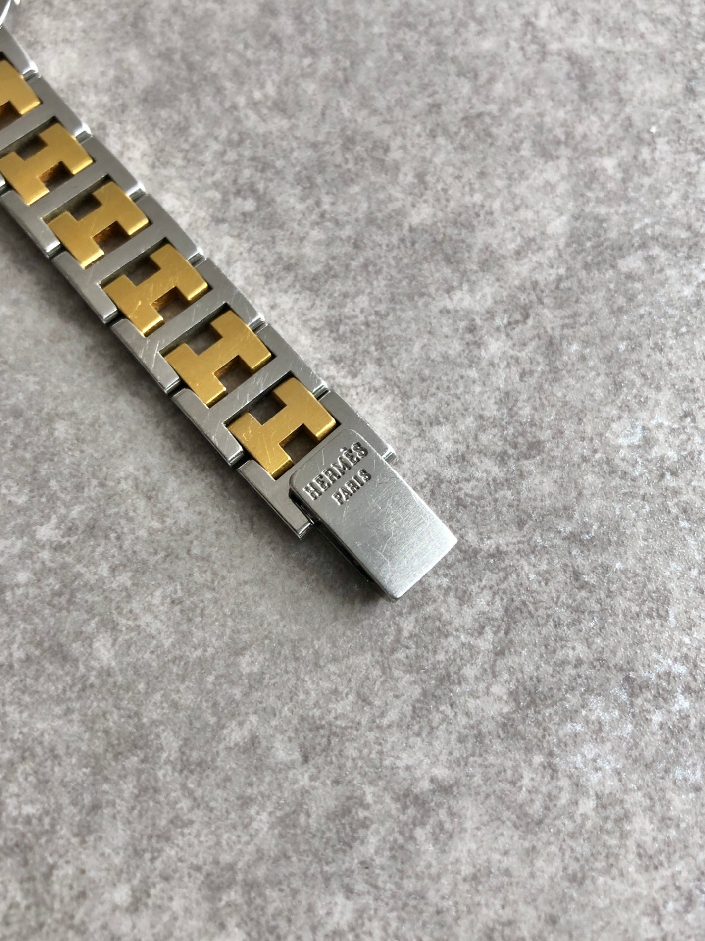 HERMES Quartz Watch Silver×Gold Vintage 7ahpvs