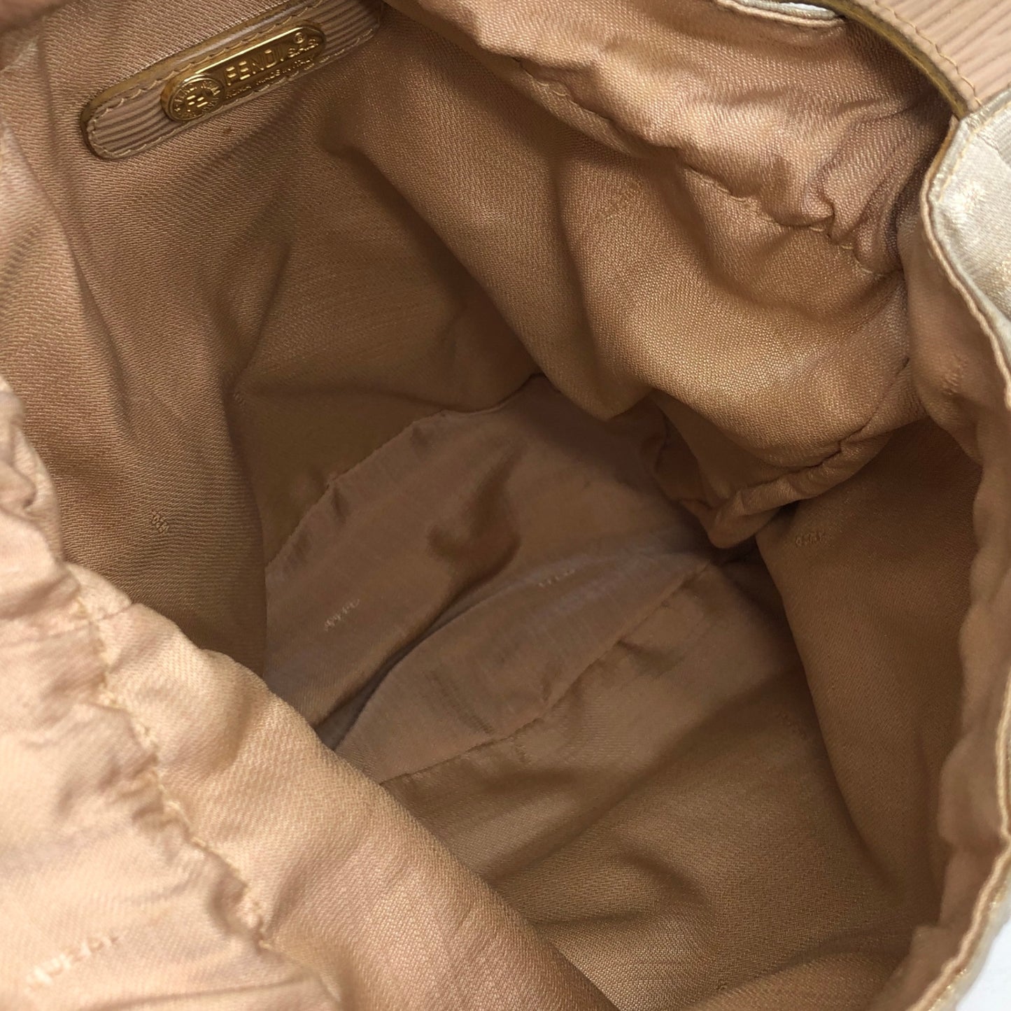 FENDI Zucca Drawstring Shoulder bag Beige Vintage p8rb6m