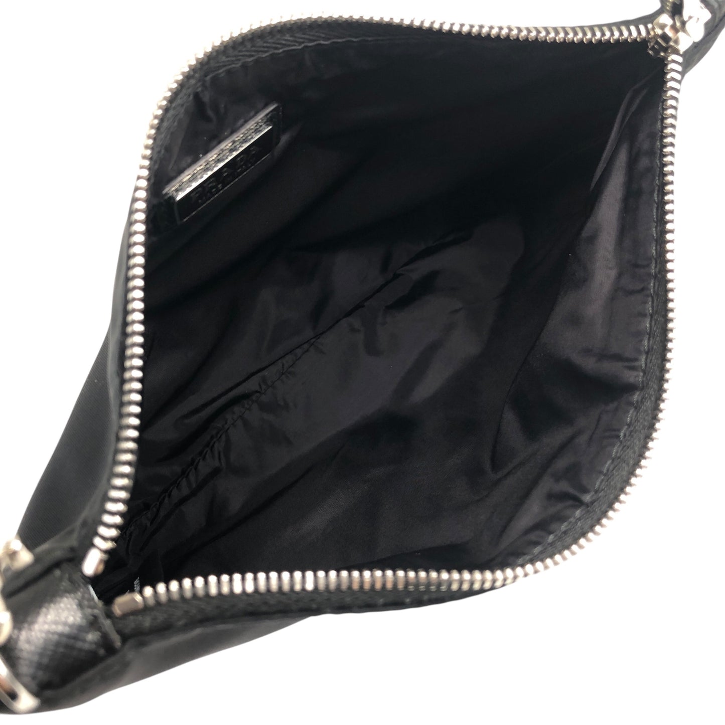 PRADA Triangle Logo Chain Small Handbag Pouch Black Vintage vhizxb