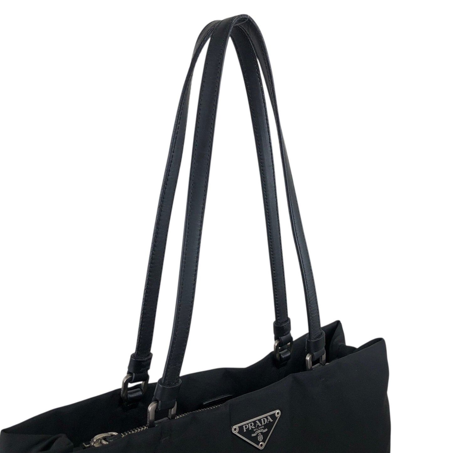 PRADA Triangle Logo Totebag Black Vintage hs4bb2